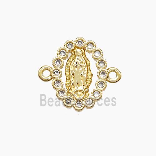 Copper Virgin Mary Connector Pave Zirconia 18K Gold Plated
