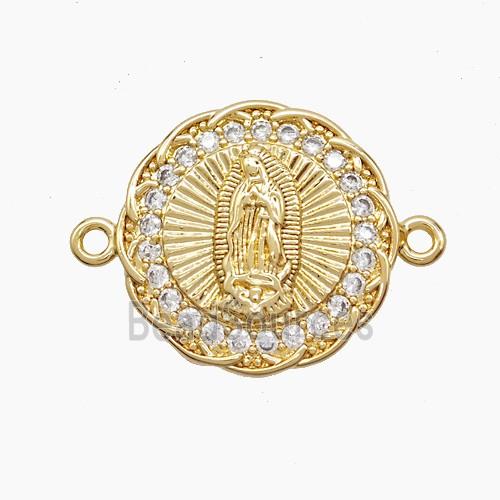 Copper Virgin Mary Connector Pave Zirconia 18K Gold Plated