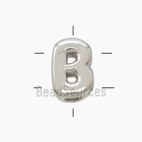 Copper Letter-B Beads 2holes Platinum Plated
