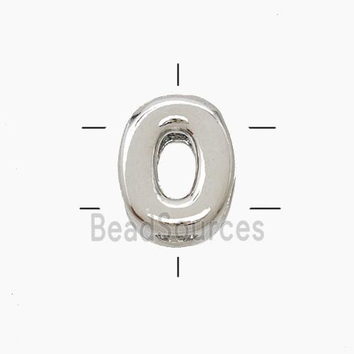 Copper Letter-O Beads 2holes Platinum Plated