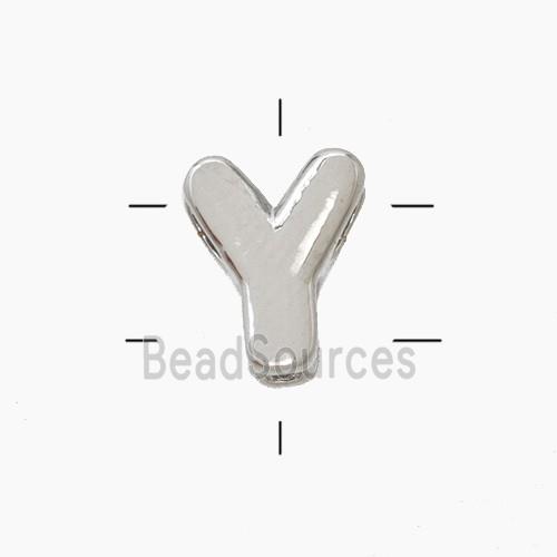 Copper Letter-Y Beads 2holes Platinum Plated