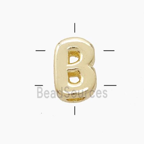 Copper Letter-B Beads 2holes Gold Plated