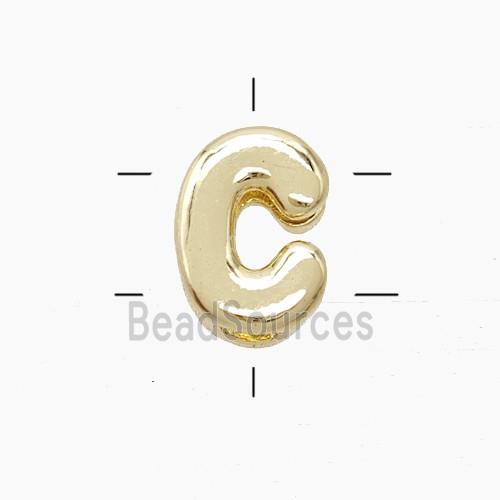 Copper Letter-C Beads 2holes Gold Plated