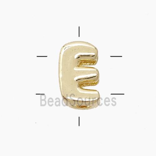 Copper Letter-E Beads 2holes Gold Plated