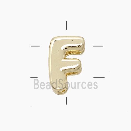 Copper Letter-F Beads 2holes Gold Plated