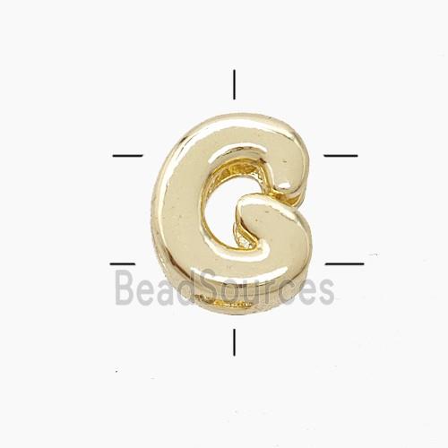 Copper Letter-G Beads 2holes Gold Plated
