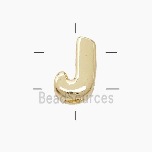 Copper Letter-J Beads 2holes Gold Plated