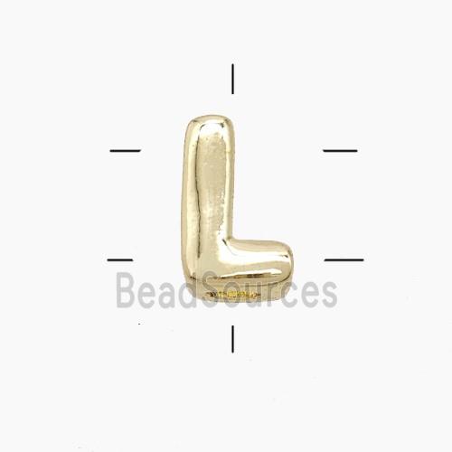 Copper Letter-L Beads 2holes Gold Plated