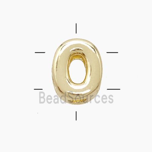 Copper Letter-O Beads 2holes Gold Plated