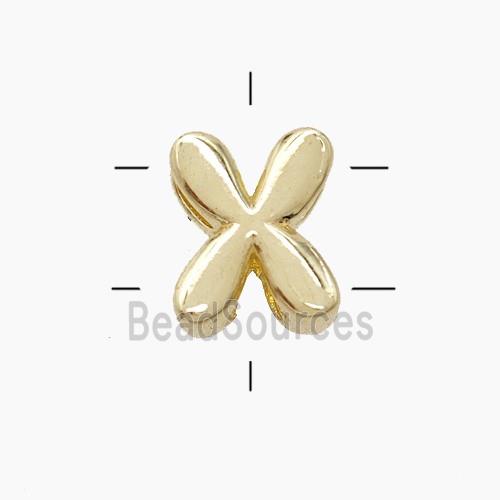 Copper Letter-X Beads 2holes Gold Plated