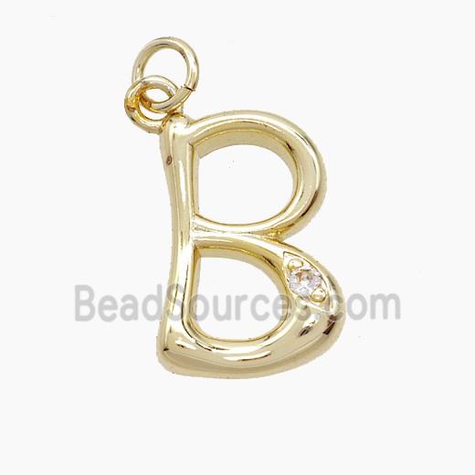 Copper Letter-B Pendant Pave Zirconia Gold Plated