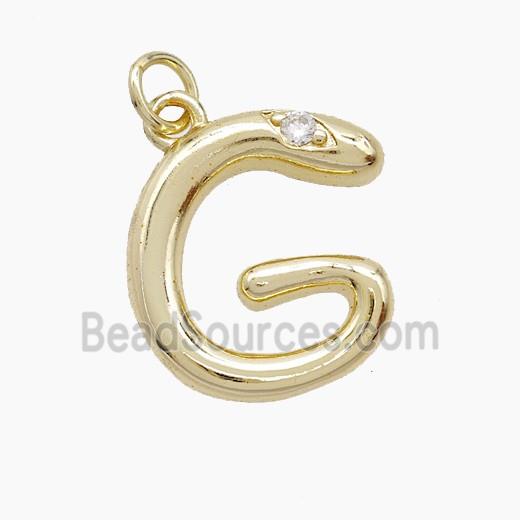 Copper Letter-G Pendant Pave Zirconia Gold Plated