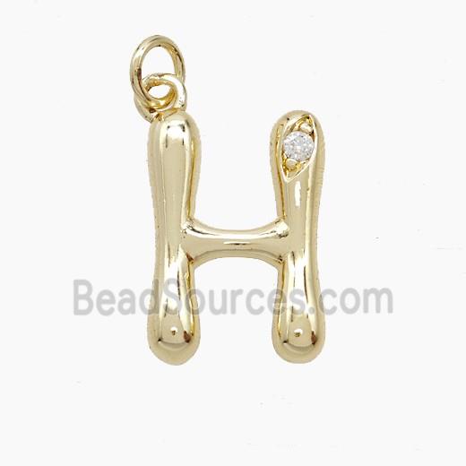 Copper Letter-H Pendant Pave Zirconia Gold Plated