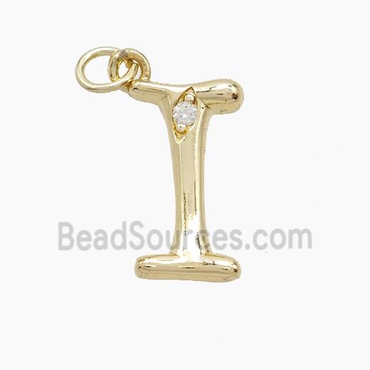 Copper Letter-I Pendant Pave Zirconia Gold Plated