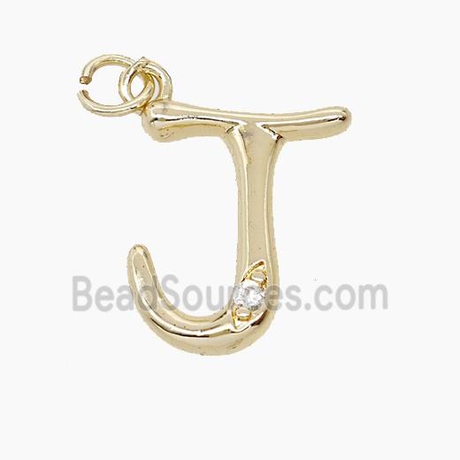 Copper Letter-J Pendant Pave Zirconia Gold Plated