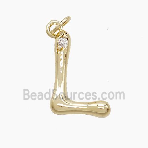 Copper Letter-L Pendant Pave Zirconia Gold Plated