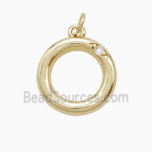 Copper Letter-O Pendant Pave Zirconia Gold Plated