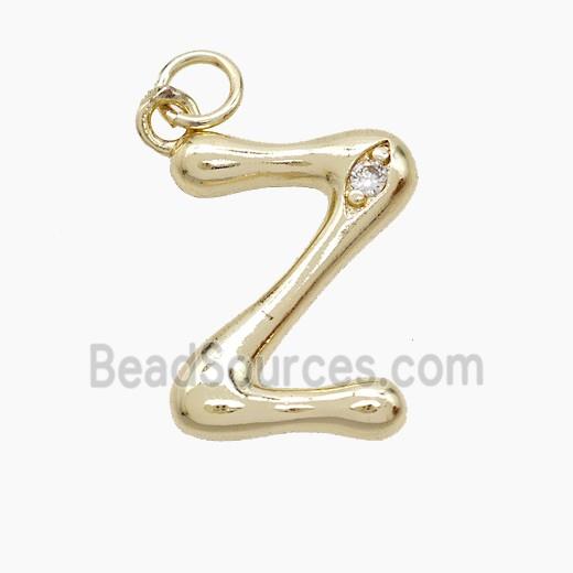Copper Letter-Z Pendant Pave Zirconia Gold Plated