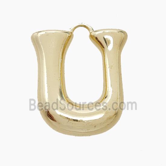 Copper Letter-U Pendant Gold Plated