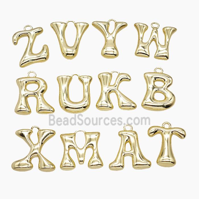 Copper Alphabet Pendant Gold Plated Mix Letters