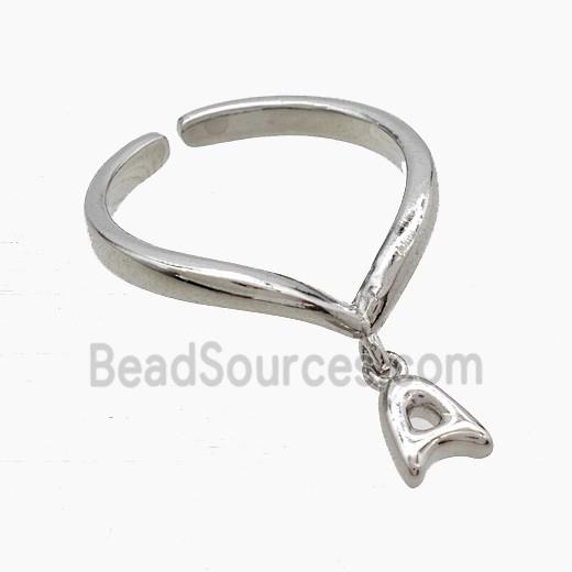 Copper Ring With Letter-A Platinum Plated