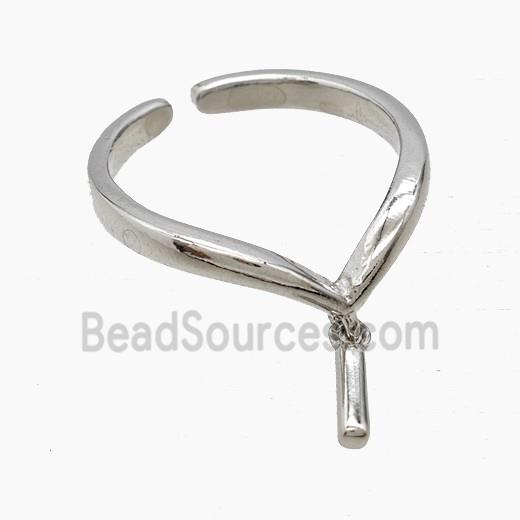 Copper Ring With Letter-I Platinum Plated