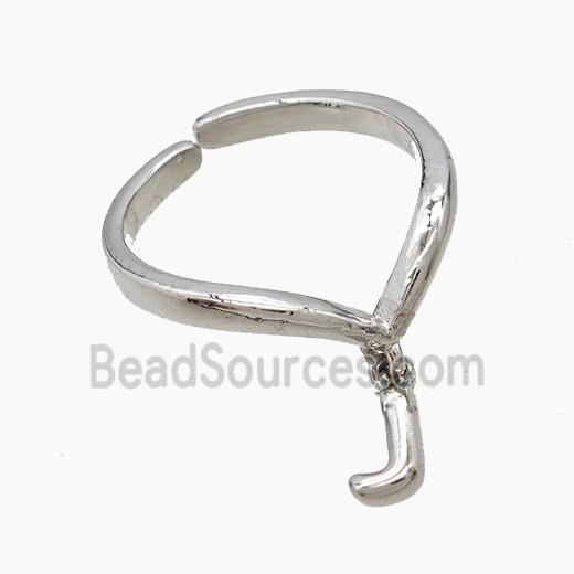 Copper Ring With Letter-J Platinum Plated