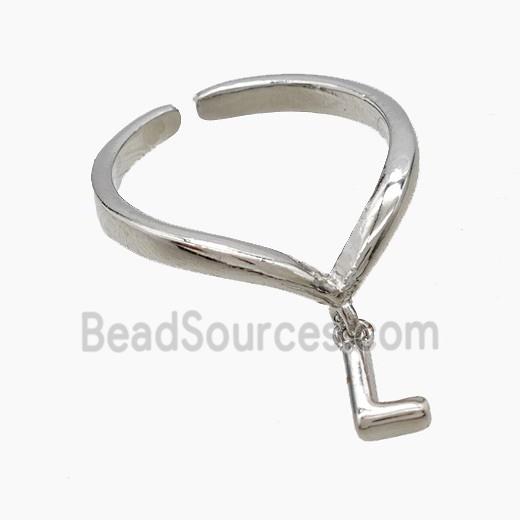 Copper Ring With Letter-L Platinum Plated