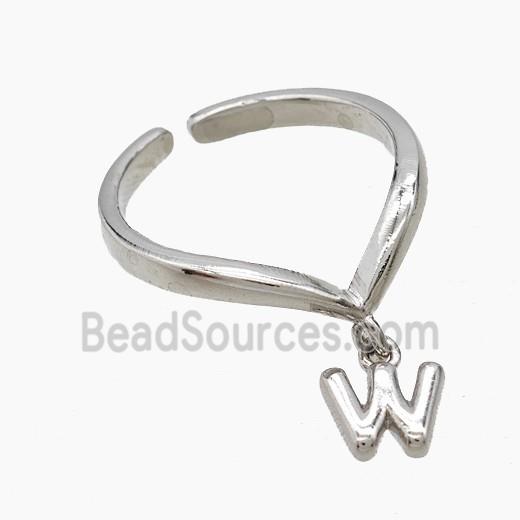 Copper Ring With Letter-W Platinum Plated