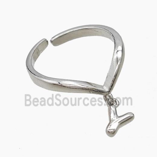 Copper Ring With Letter-Y Platinum Plated