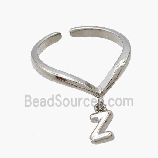 Copper Ring With Letter-Z Platinum Plated
