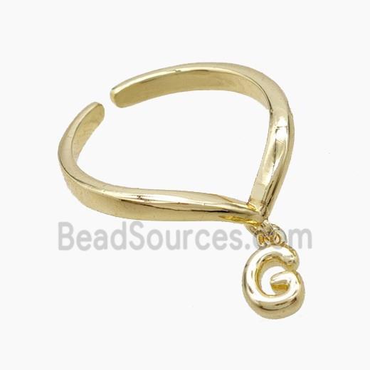 Copper Ring With Letter-G Gold Plated