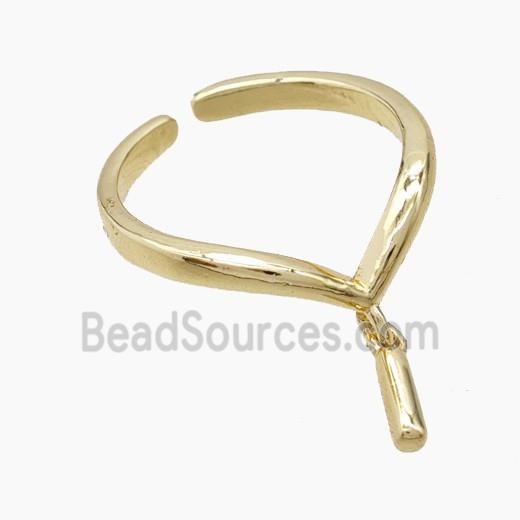 Copper Ring With Letter-I Gold Plated