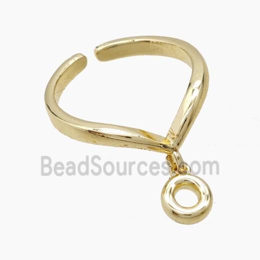 Copper Ring With Letter-O Gold Plated