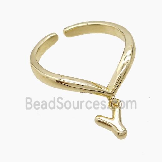 Copper Ring With Letter-Y Gold Plated