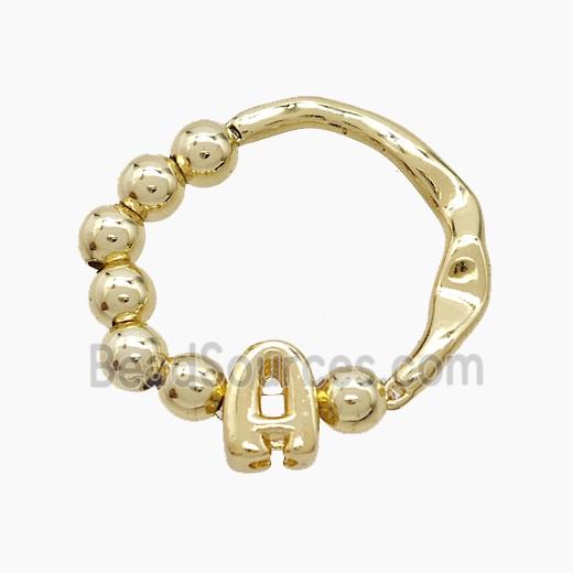 Copper Ring With Letter-A Gold Plated