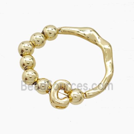 Copper Ring With Letter-C Gold Plated