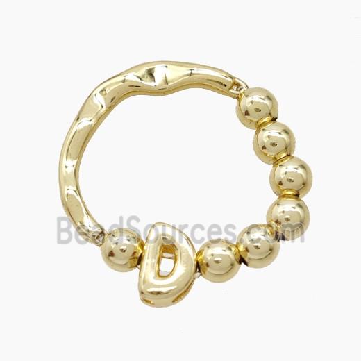 Copper Ring With Letter-D Gold Plated