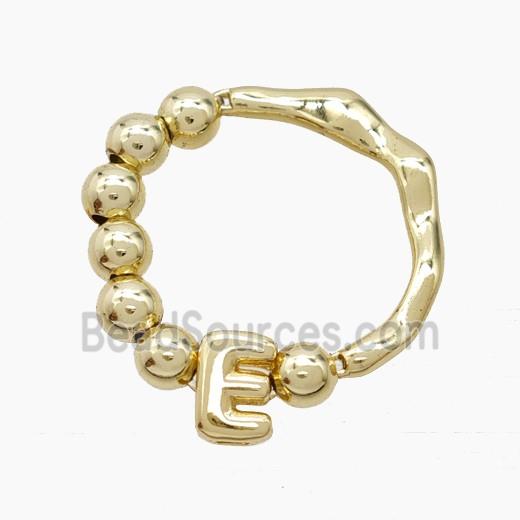 Copper Ring With Letter-E Gold Plated