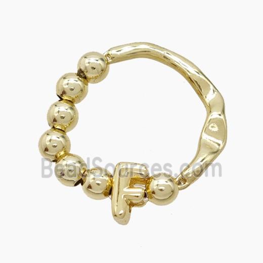 Copper Ring With Letter-F Gold Plated
