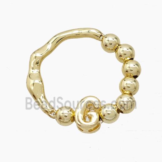Copper Ring With Letter-G Gold Plated
