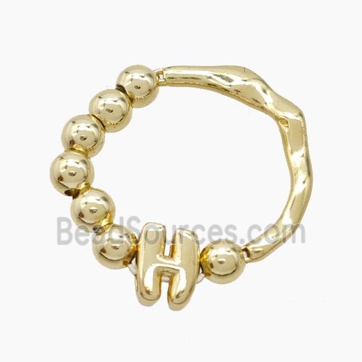 Copper Ring With Letter-H Gold Plated