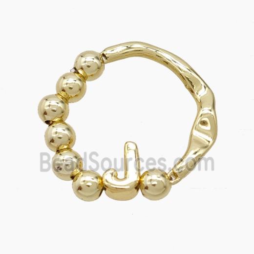 Copper Ring With Letter-J Gold Plated
