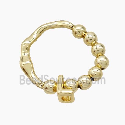 Copper Ring With Letter-L Gold Plated