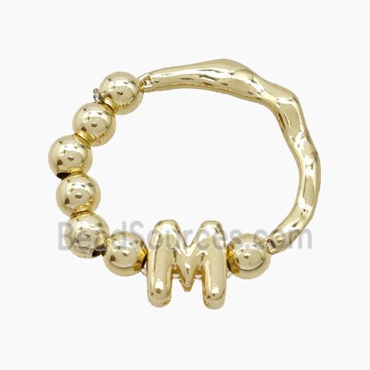 Copper Ring With Letter-M Gold Plated