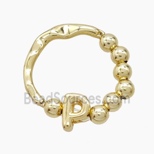 Copper Ring With Letter-P Gold Plated