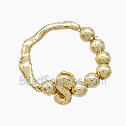 Copper Ring With Letter-S Gold Plated