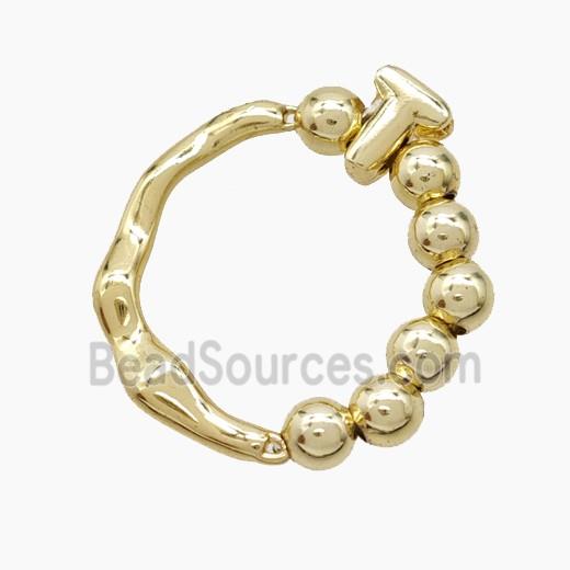 Copper Ring With Letter-T Gold Plated