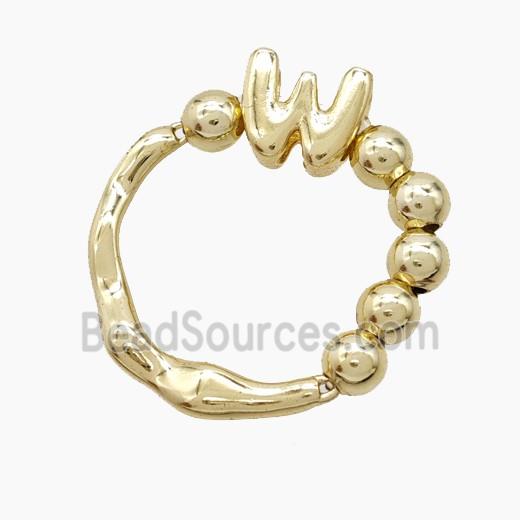 Copper Ring With Letter-W Gold Plated