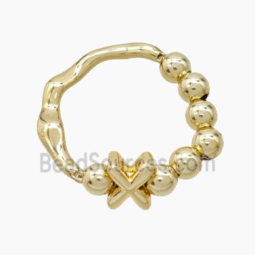 Copper Ring With Letter-X Gold Plated